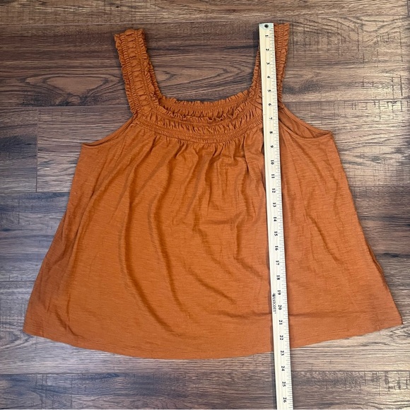 Anthropologie Burnt‎ Orange Lillian Ruched Tank Medium Flowy Summer Boho Casual - Picture 3 of 8